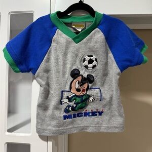 Vintage 90s Disney Babies Mickey Mouse Soccer Shirt - Gray, Blue, Green